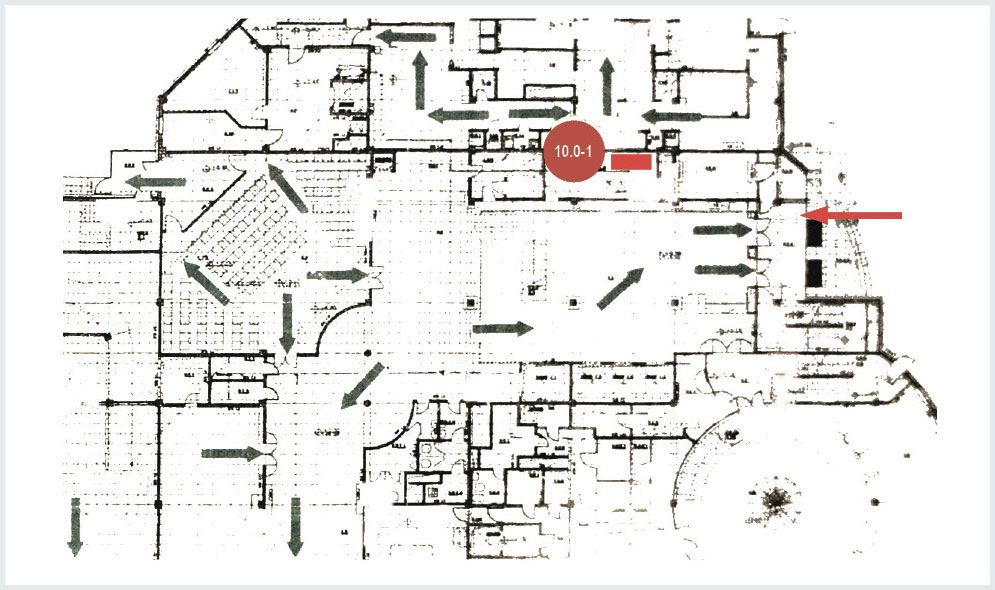 Схема расположения лайтбоксов в бизнес центре Чайка Плаза 1