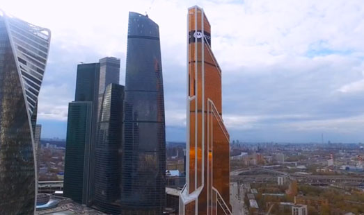 Размещение рекламы на медиафасаде на МФК Башня Меркурий Сити в деловом центре Москва-Сити